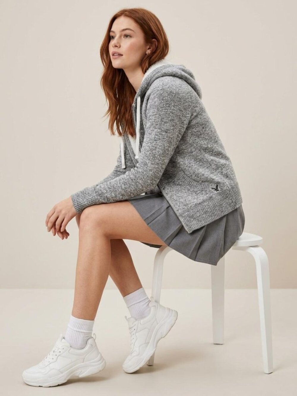 American Eagle Sherpa Lined Zip-Up Hooded Sweater XS